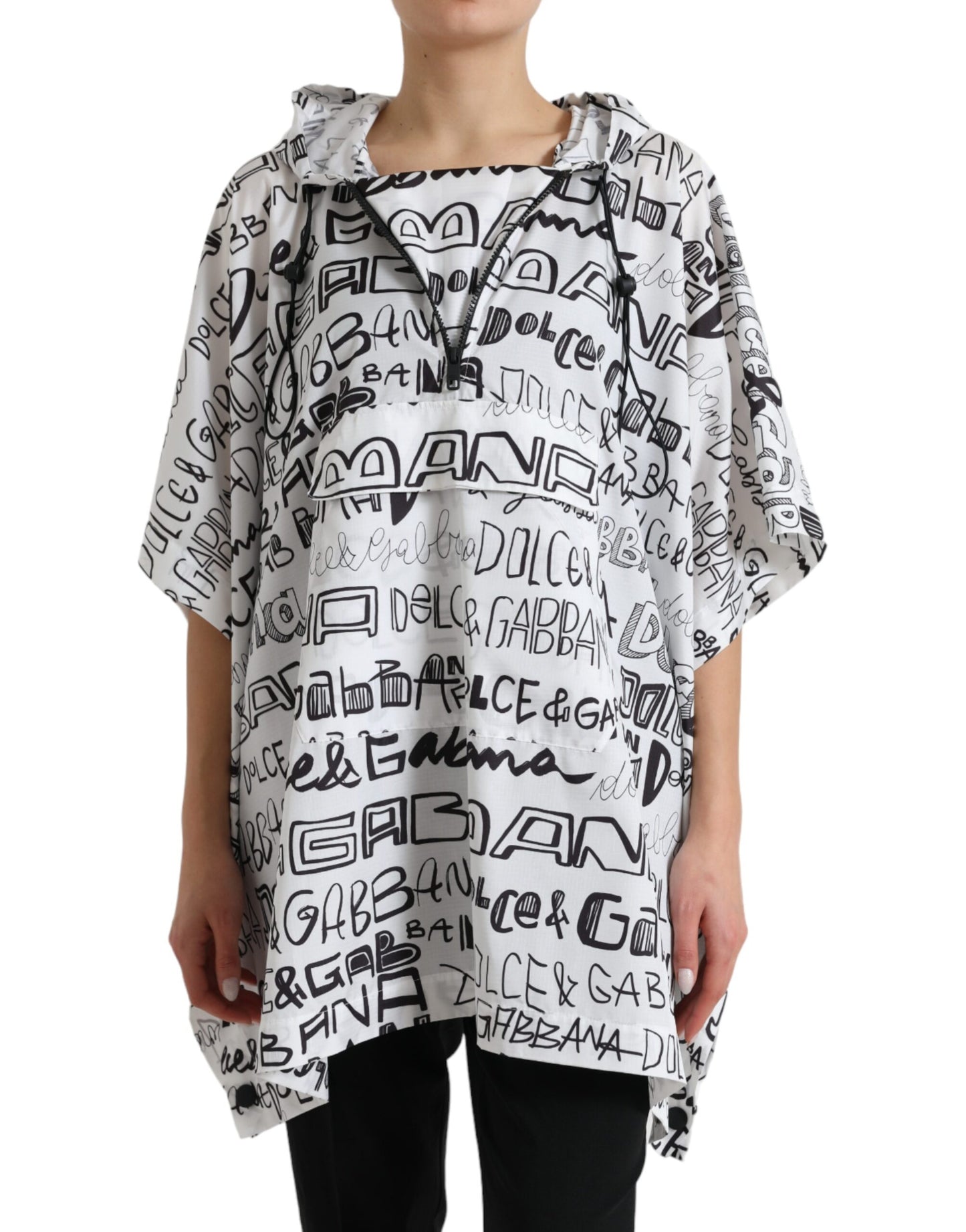 Chic Hooded Logo Print Blouson Tee