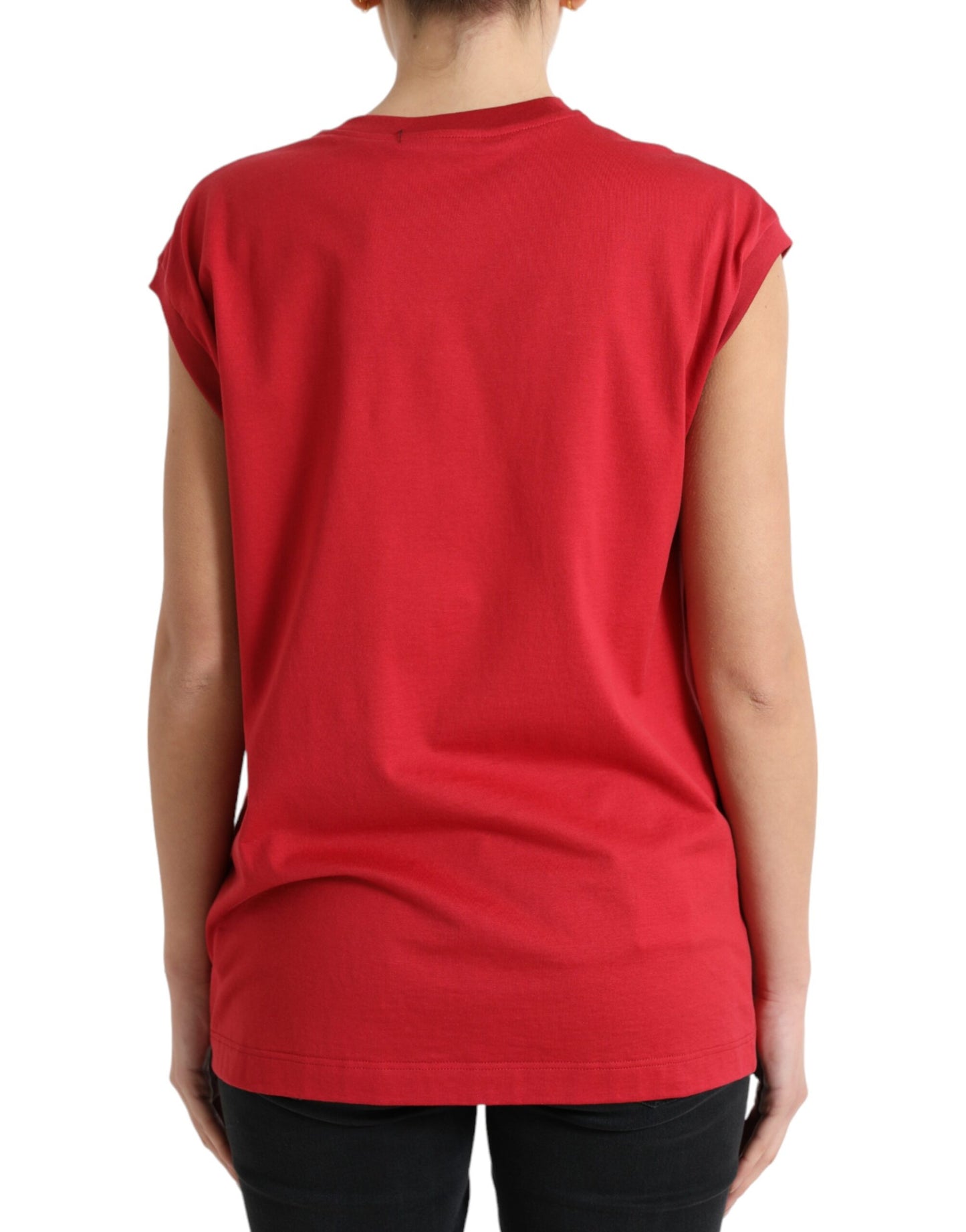 Elegantes, rotes Tanktop aus Baumwolle mit Rundhalsausschnitt