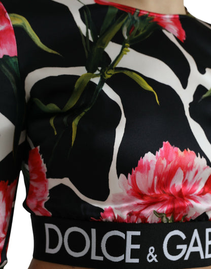 Elegant Floral Cropped Blouse Top