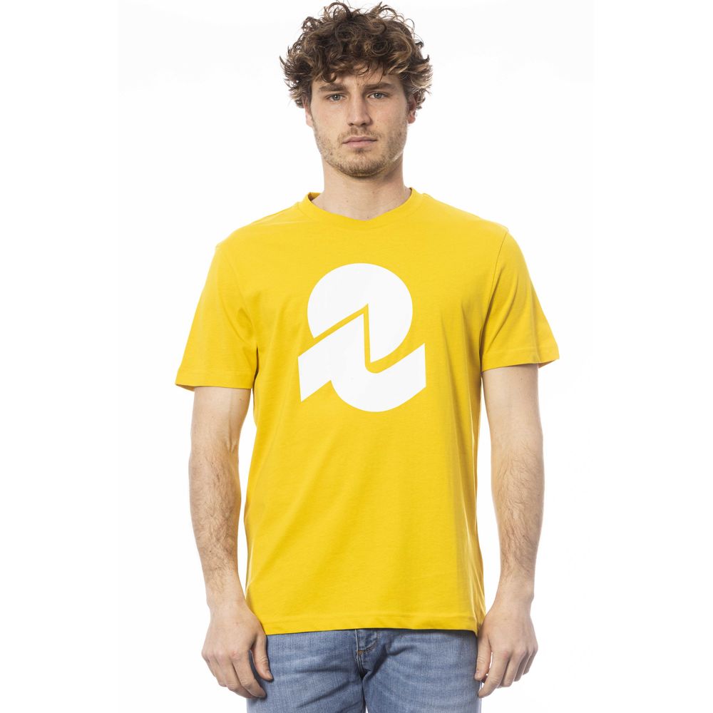 Sonnengelbes T-Shirt mit Rundhalsausschnitt und Logo