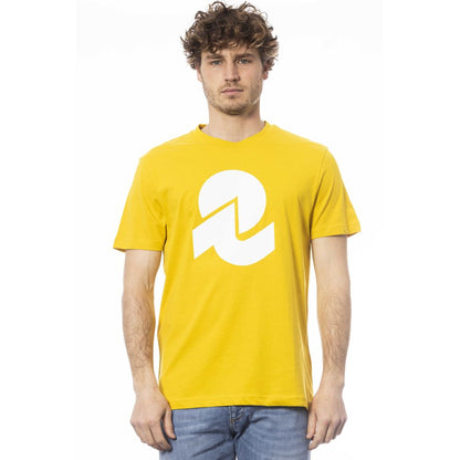 Sonnengelbes T-Shirt mit Rundhalsausschnitt und Logo