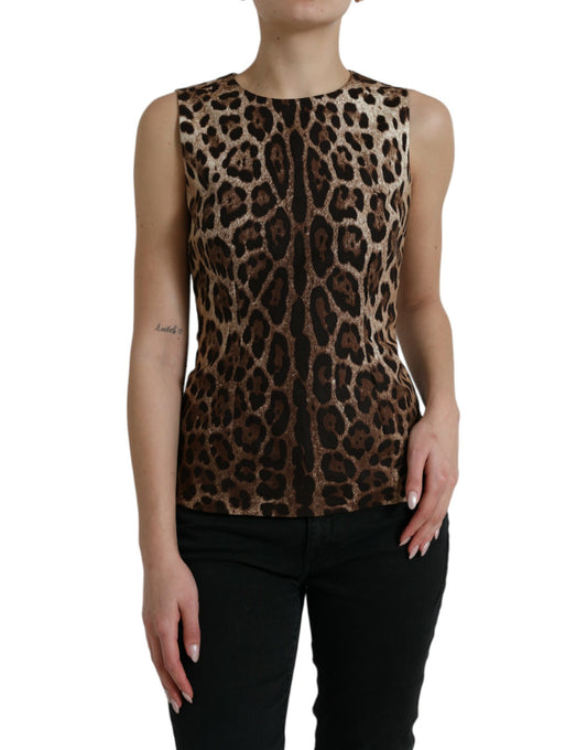 Schickes Tanktop aus Seidenmischung mit Leopardenmuster