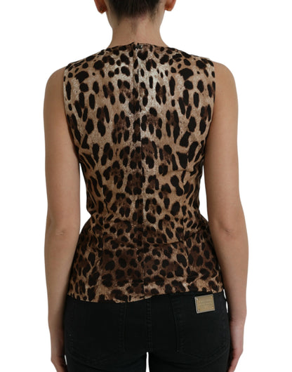 Schickes Tanktop aus Seidenmischung mit Leopardenmuster