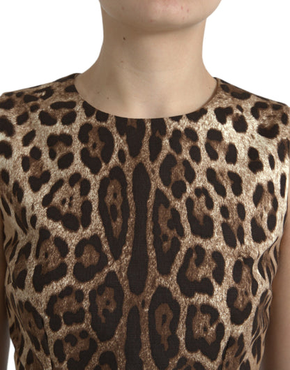 Sleek Leopard Print Silk-Blend Tank Top