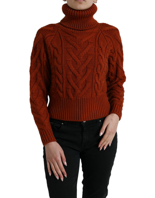 Eleganter brauner Rollkragenpullover aus Wolle