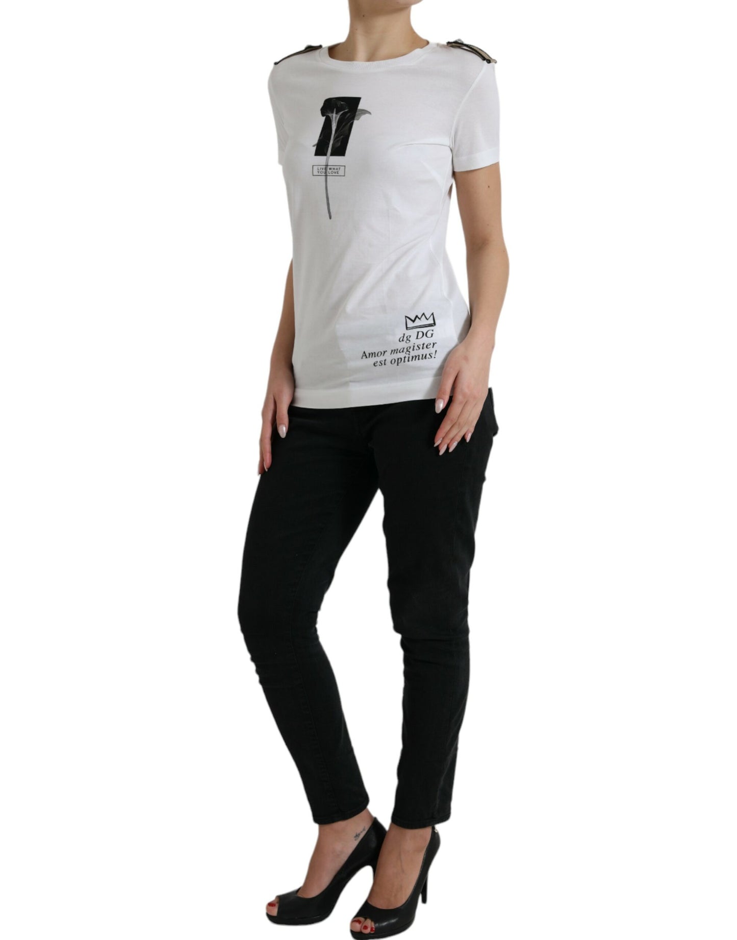 Elegantes monochromes T-Shirt mit Rundhalsausschnitt