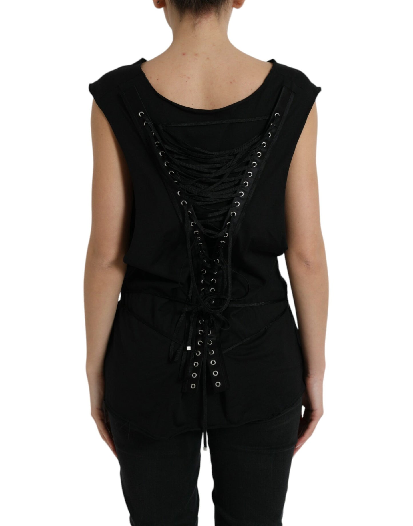 Elegantes schwarzes Tanktop mit Rundhalsausschnitt