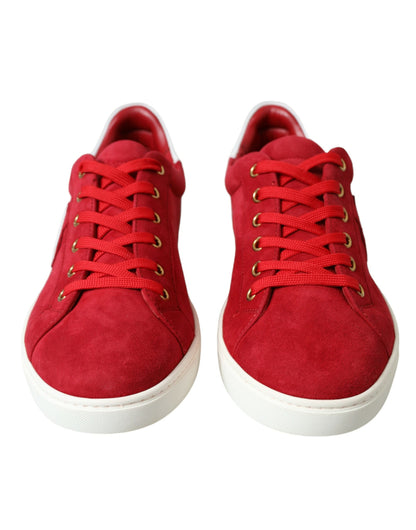 Elegante rot-weiße Leder-Sneakers