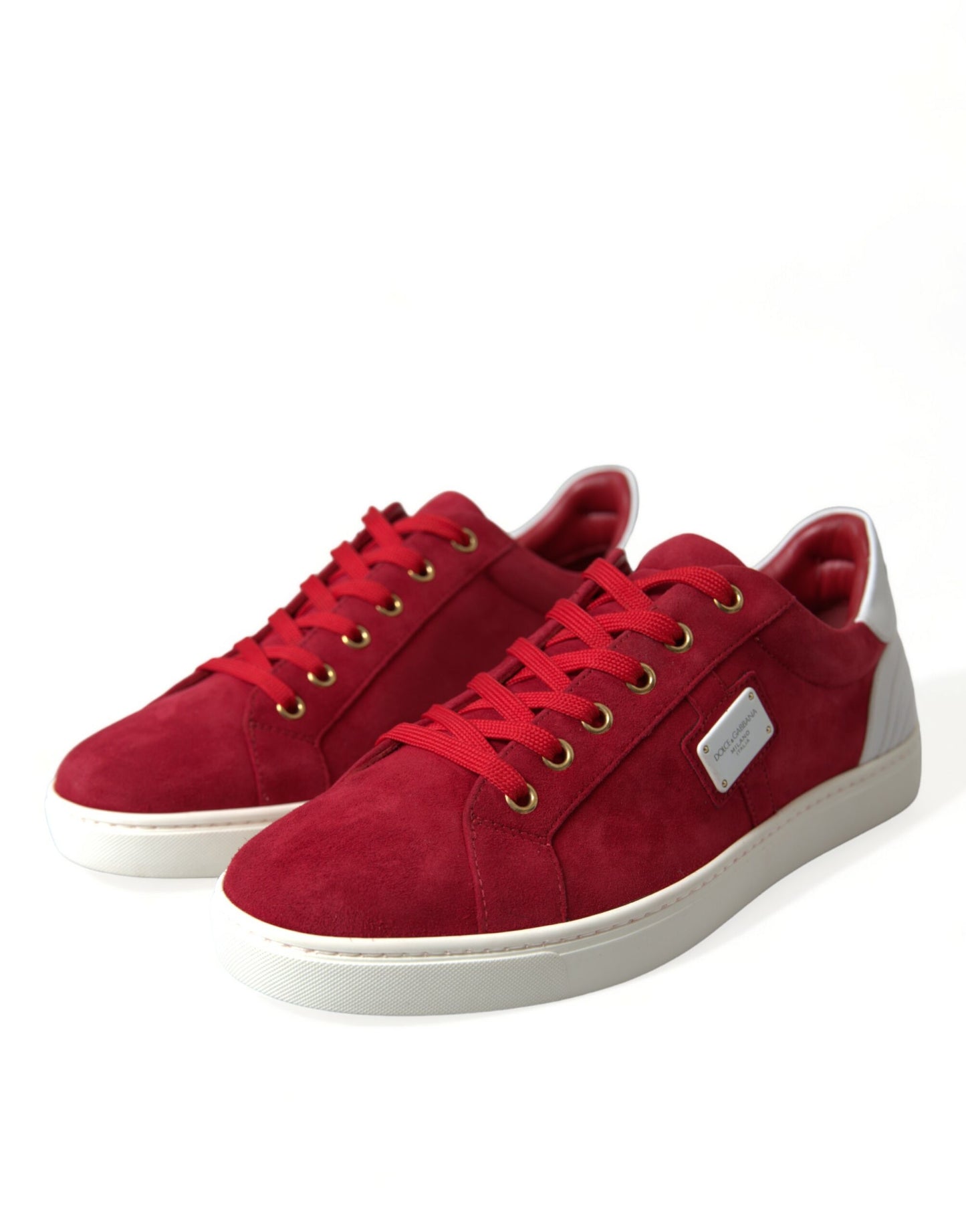 Elegante rot-weiße Leder-Sneakers