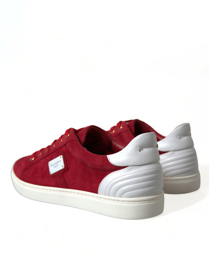 Elegante rot-weiße Leder-Sneakers