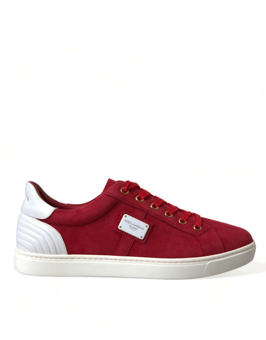 Elegante rot-weiße Leder-Sneakers