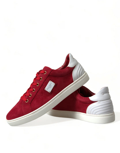 Elegante rot-weiße Leder-Sneakers