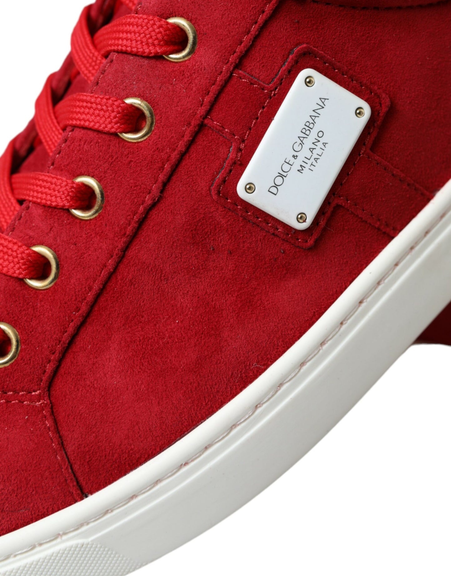 Elegante rot-weiße Leder-Sneakers