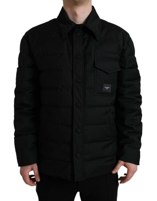 Elegante schwarze wattierte Parkajacke