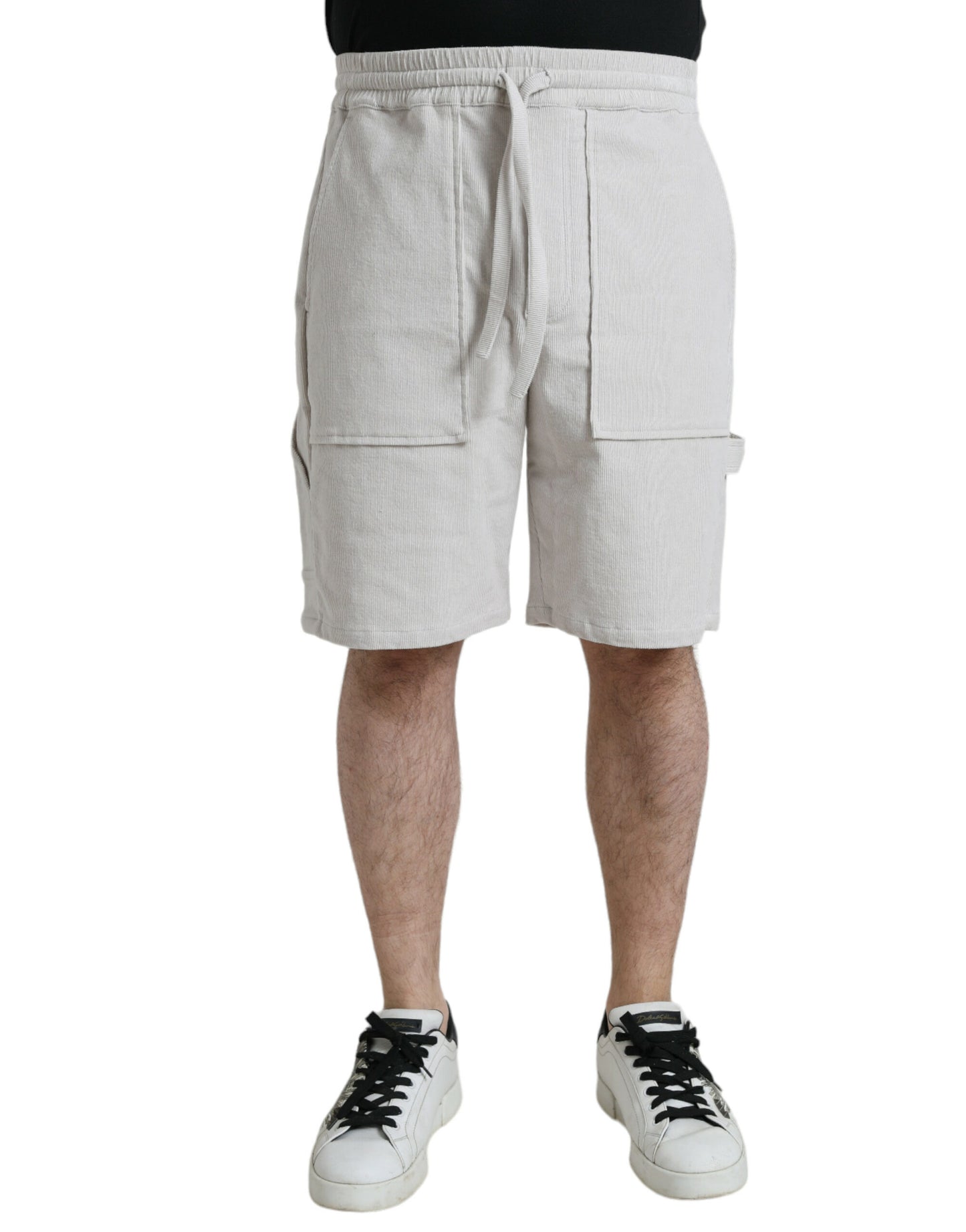 Beige Bermudashorts aus Baumwollcord für Herren