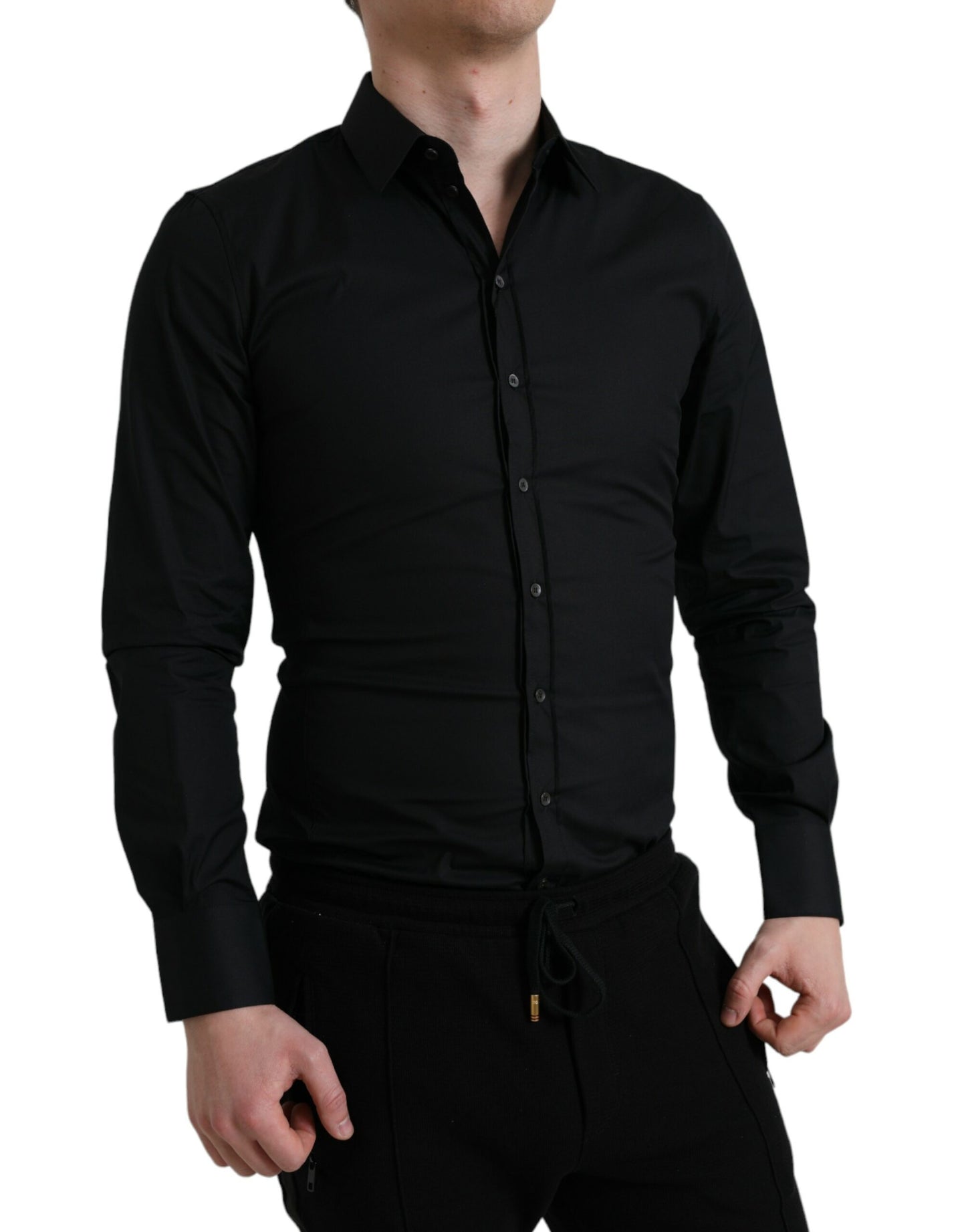 Dolce & Gabbana Elegant Black Slim Fit Italian Dress Shirt