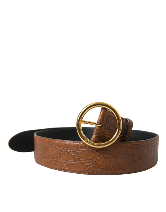 Dolce & Gabbana Elegant Exotic Leather Belt - Rich Brown