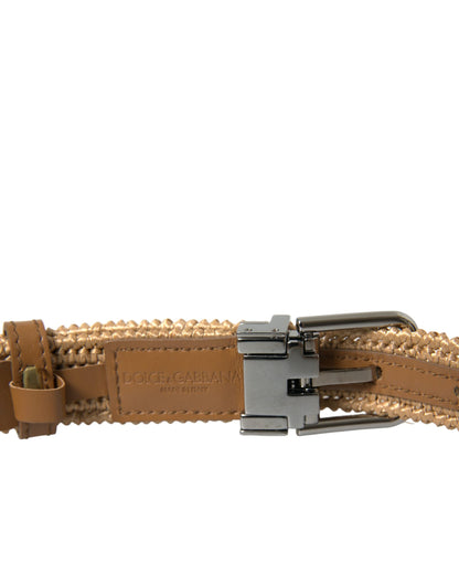 Dolce & Gabbana Elegant Beige Woven Leather Belt