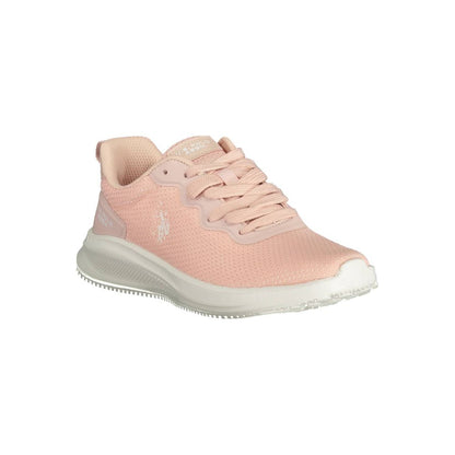 Chic Pink Lace-Up Sneakers with Contrasting Details