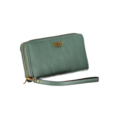 Guess Jeans Chic Green Polyethylene Wallet with Multiple Compartments