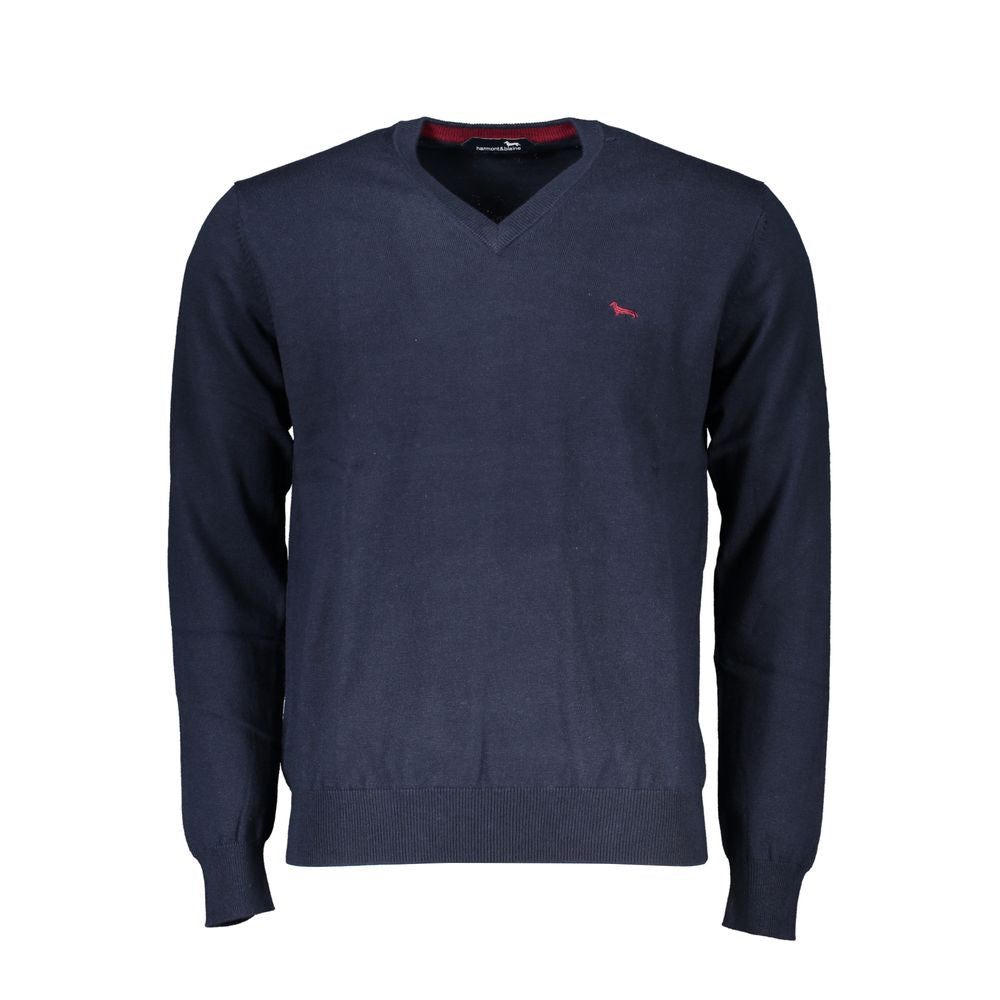 Harmont & Blaine V-Neck Embroidered Blue Sweater