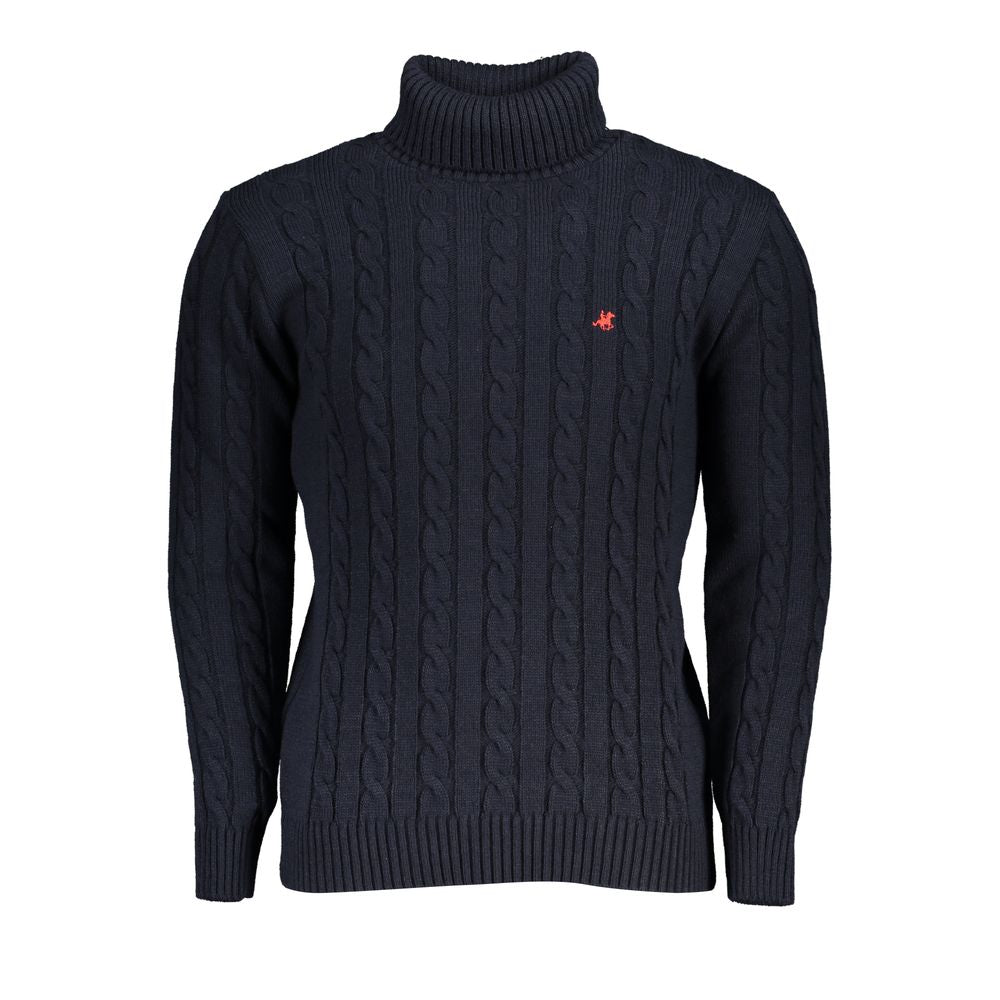 U.S. Grand Polo Elegant Turtleneck Twisted Sweater in Blue