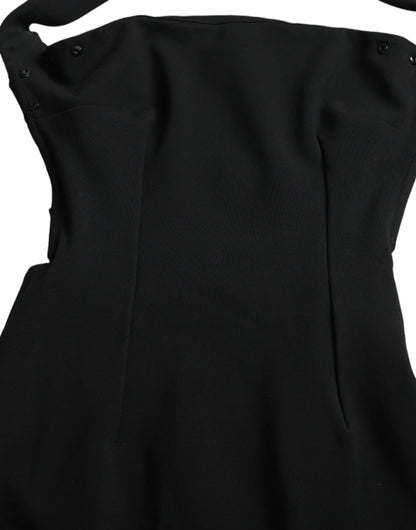 Dolce & Gabbana Elegant Black Sheath Halter Midi Dress