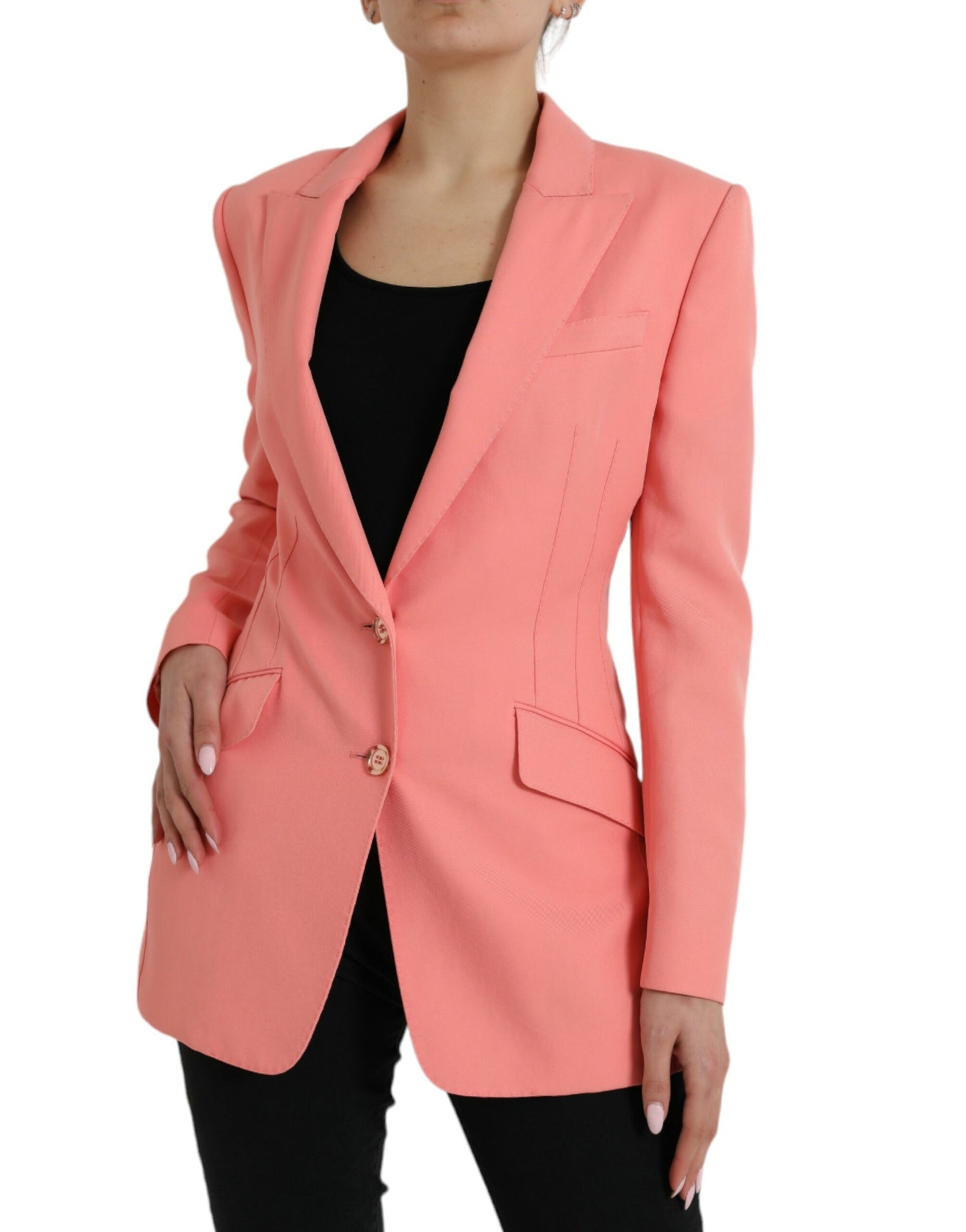 Schicker rosa Blazer mit steigendem Revers