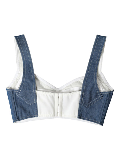 Elegantes blaues Bustier-Crop-Top