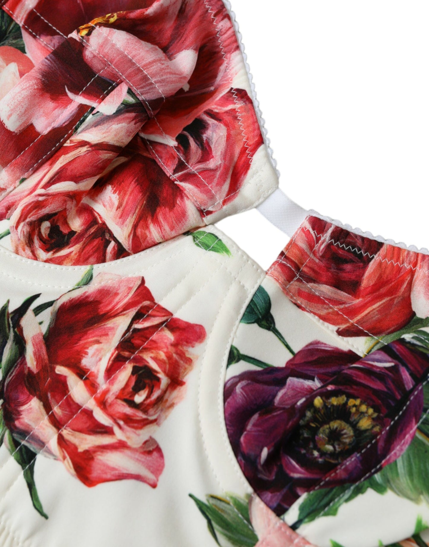 Bustier-Crop-Top aus Seidenmischung mit Blumenmuster