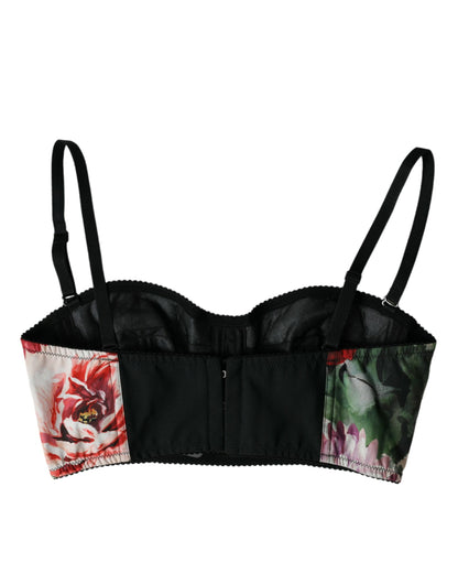 Mehrfarbiges, florales Bustier-Crop-Top