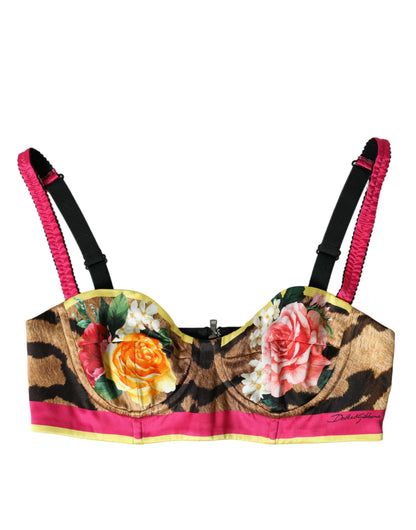 Bustier-Crop-Top aus Seidenmischung mit Blumenmuster