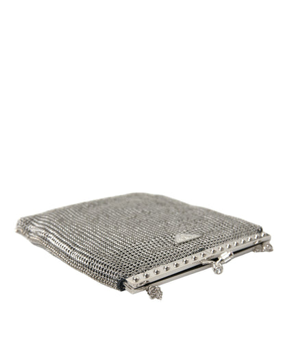 Prada Elegant Silver Mesh Shoulder Evening Bag