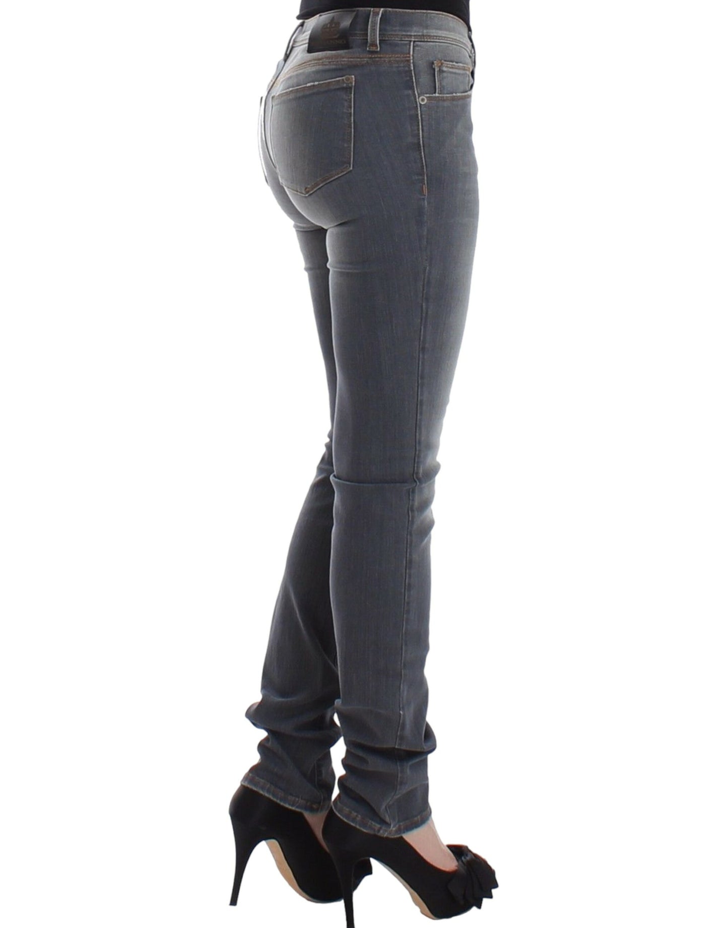 Graue Slim-Jeans-Jeanshose mit schmalem Bein und Stretch