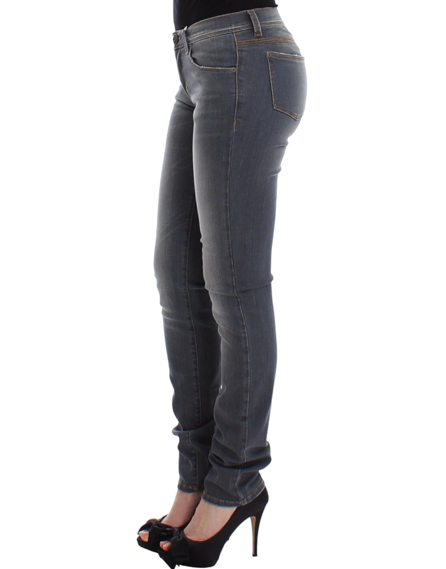 Graue Slim-Jeans-Jeanshose mit schmalem Bein und Stretch