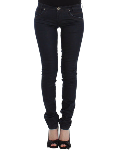 Blaue Slim-Jeans-Jeanshose mit schmalem Bein und Stretch