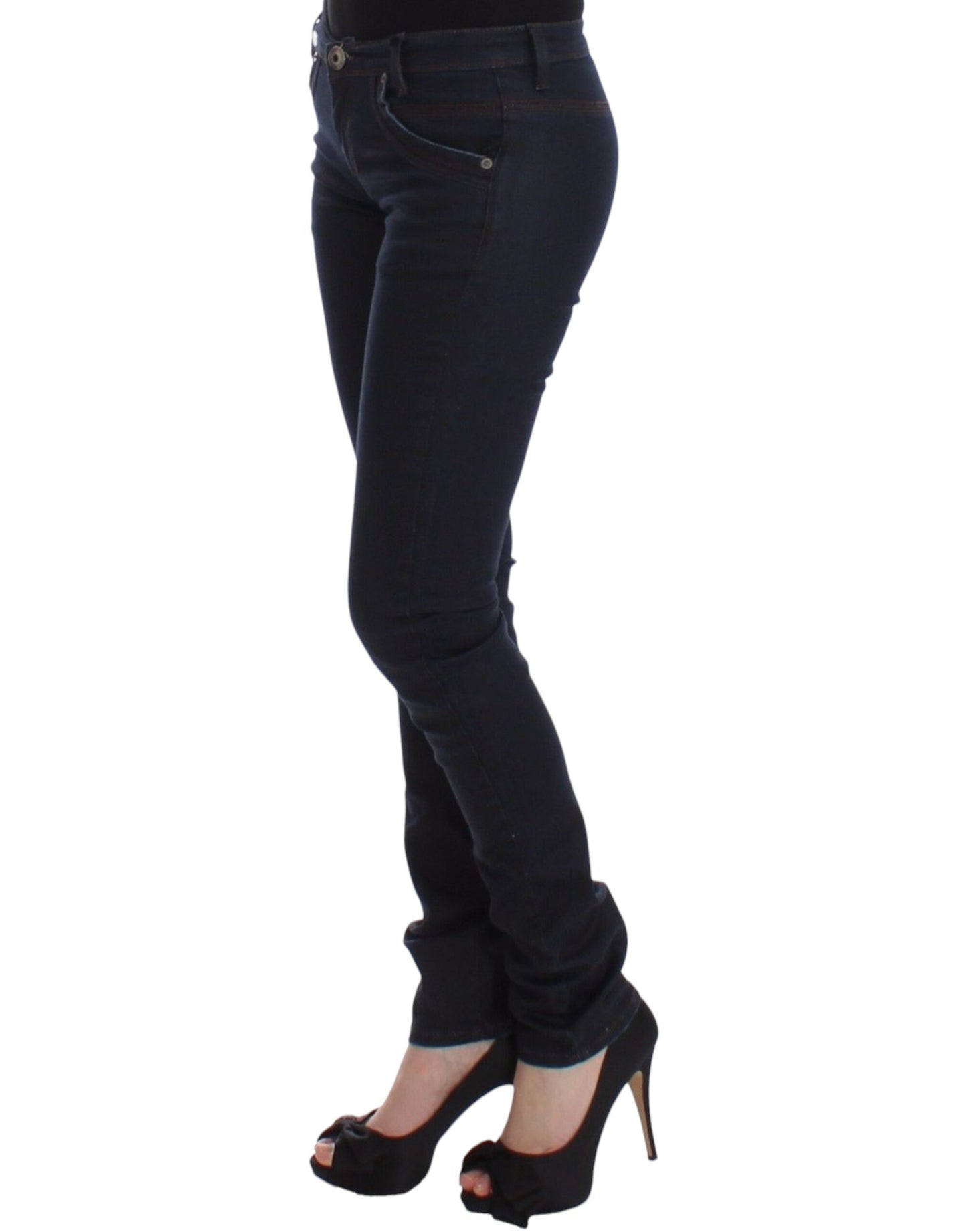 Blaue Slim-Jeans-Jeanshose mit schmalem Bein und Stretch