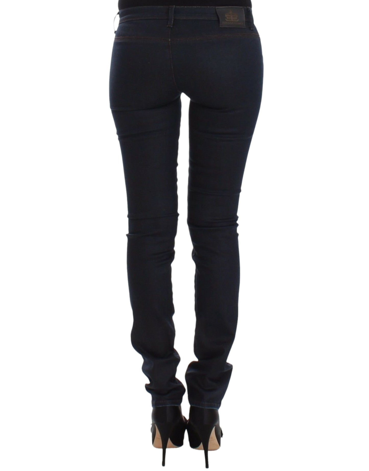 Blaue Slim-Jeans-Jeanshose mit schmalem Bein und Stretch