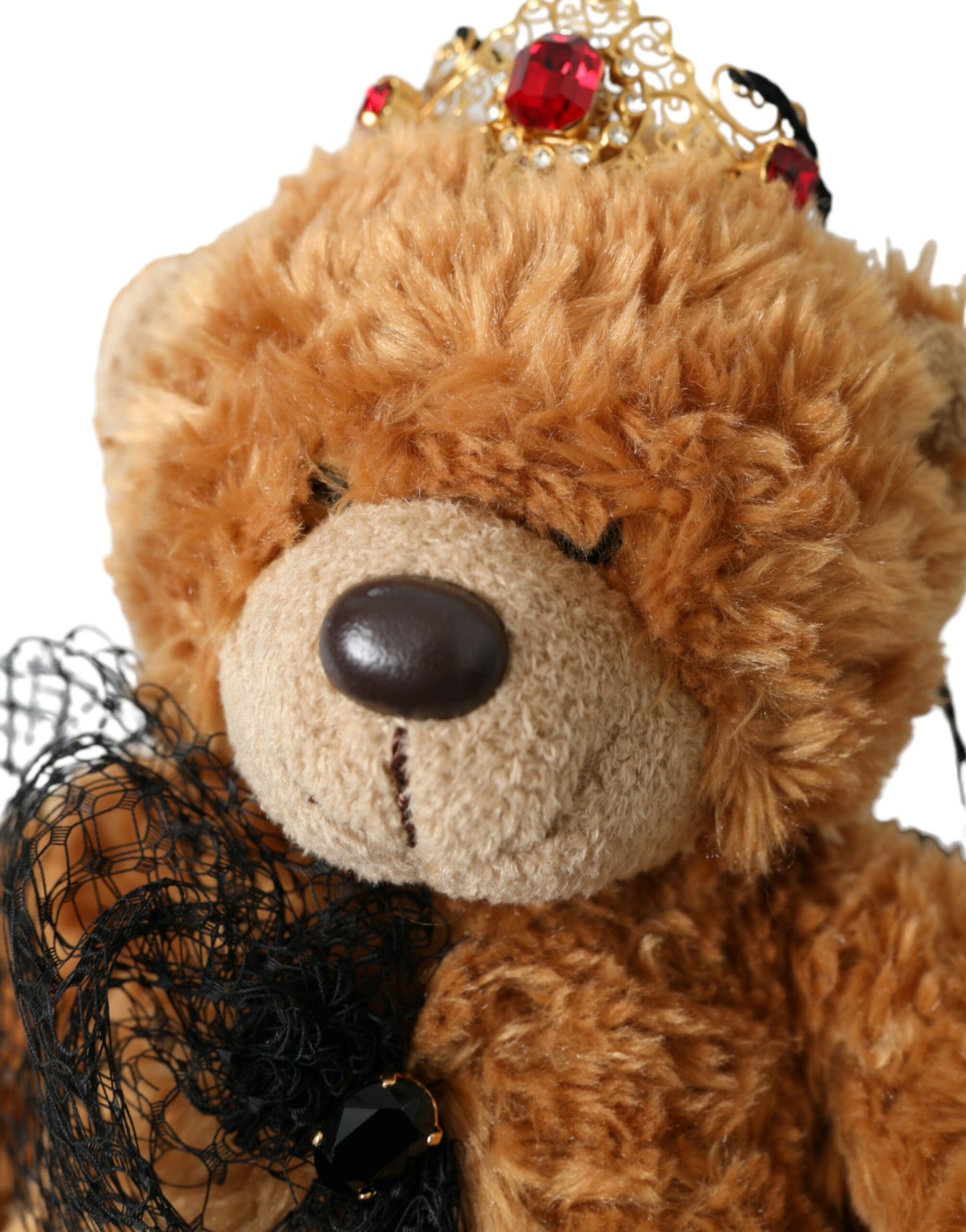 Dolce & Gabbana Brown Teddy Bear Gold Crystal Crown Hair Band Diadem