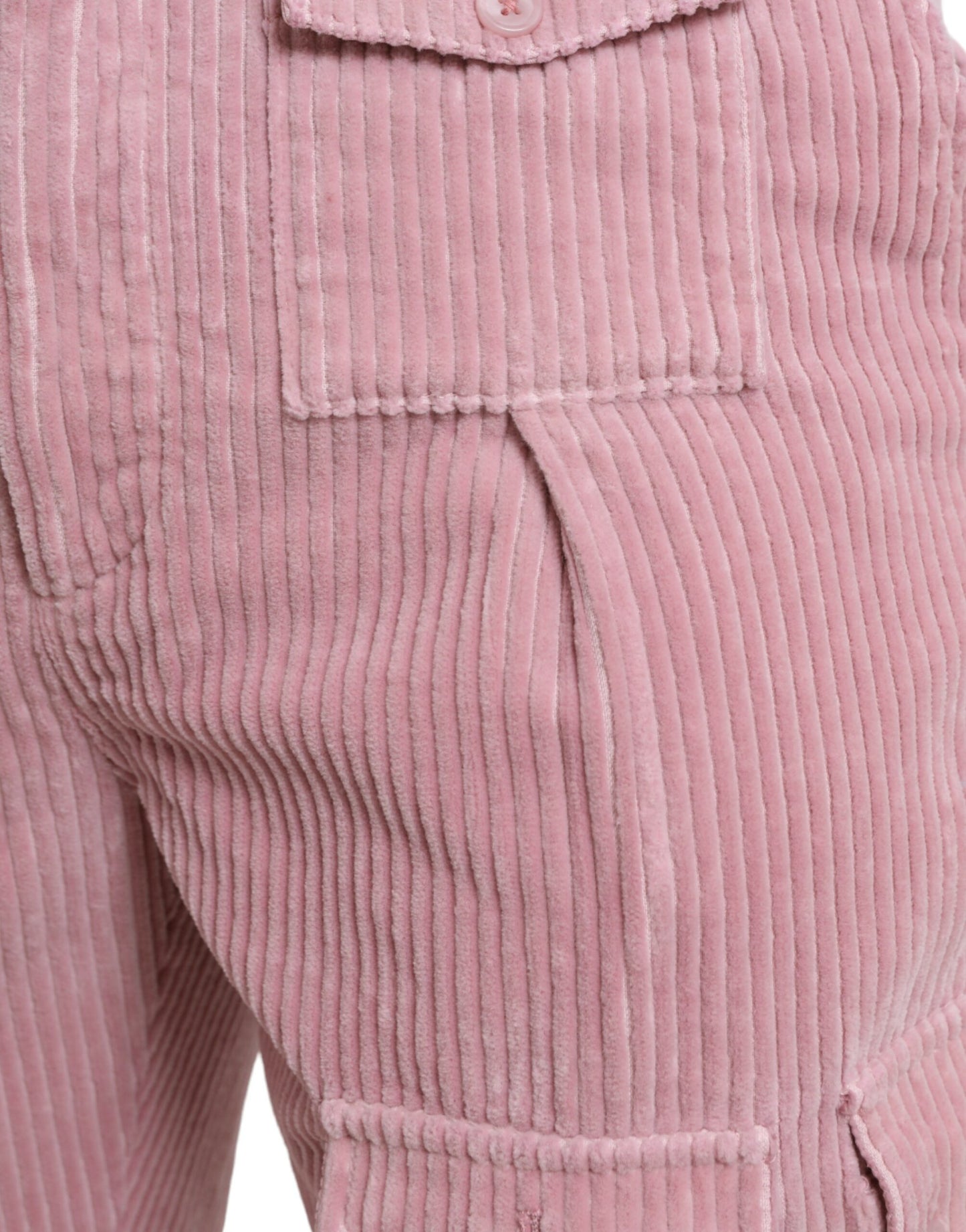 Dolce & Gabbana Pink Corduroy Cotton Stretch Skinny Cargo Jeans