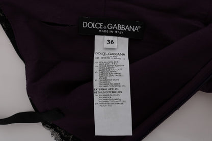 Dolce & Gabbana Elegant Purple Silk Lace Shift Dress