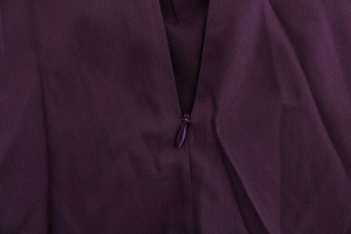 Abito in pizzo nero elasticizzato in seta viola