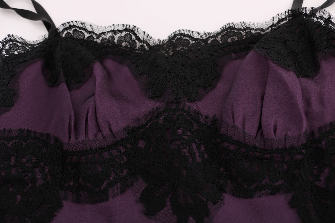 Dolce & Gabbana Elegant Purple Silk Lace Shift Dress