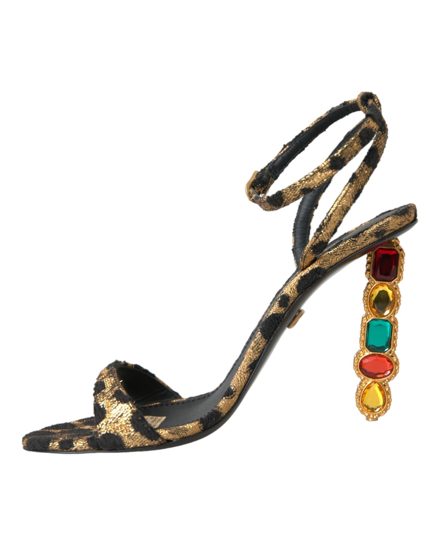 Gold Leopard Kristalle Heels Sandalen Schuhe