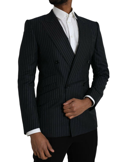 Black Stripe SICILIA Double Breasted Coat Blazer