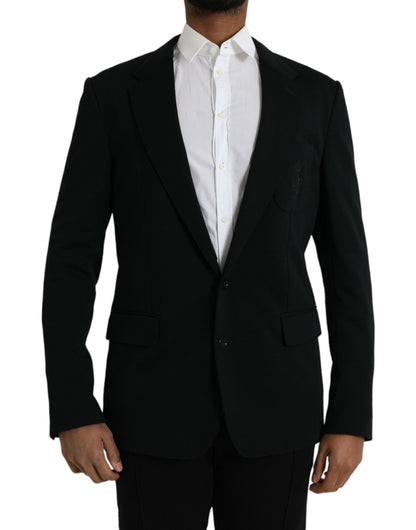 Dolce & Gabbana Black Wool Single Breasted Coat Blazer