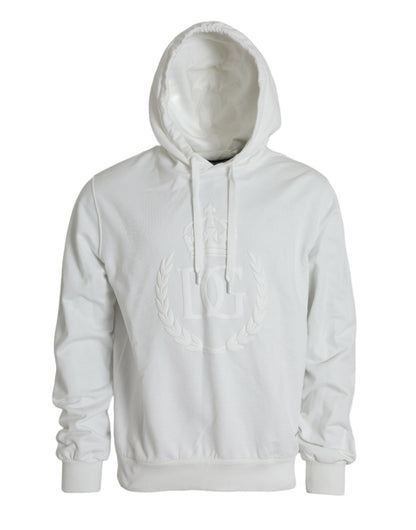 Dolce & Gabbana White Cotton Hooded Pullover Sweatshirt Sweater