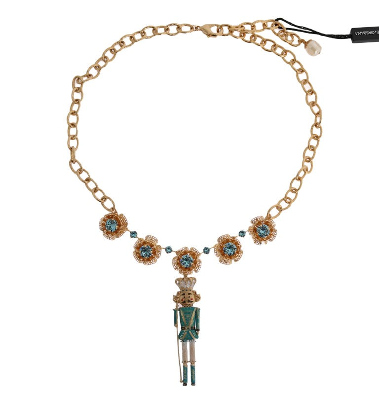 Dolce & Gabbana Elegant Gold Crystal Statement Necklace