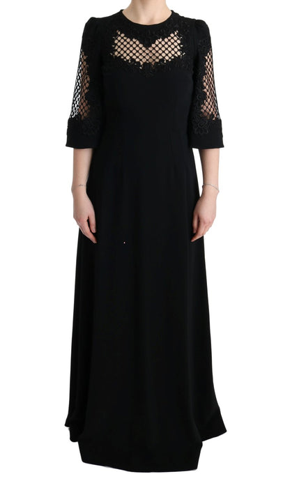 Robe longue noire stretch droite