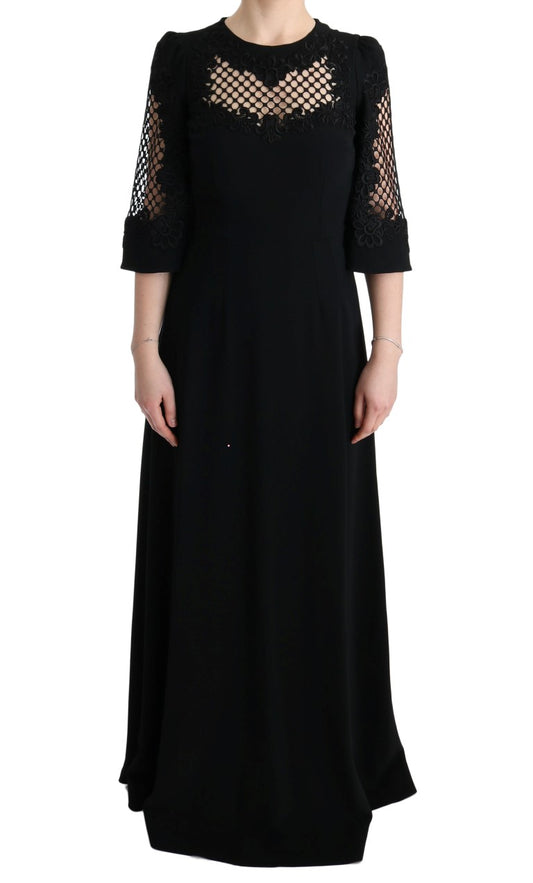 Robe longue noire stretch droite